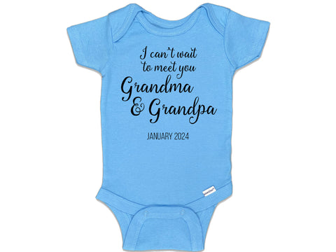 I Can't Wait To Meet You Grandma & Grandpa CUSTOMIZABLE Onesie©/Bodysuit