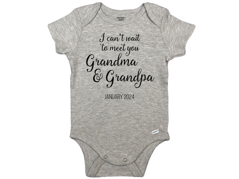 I Can't Wait To Meet You Grandma & Grandpa CUSTOMIZABLE Onesie©/Bodysuit