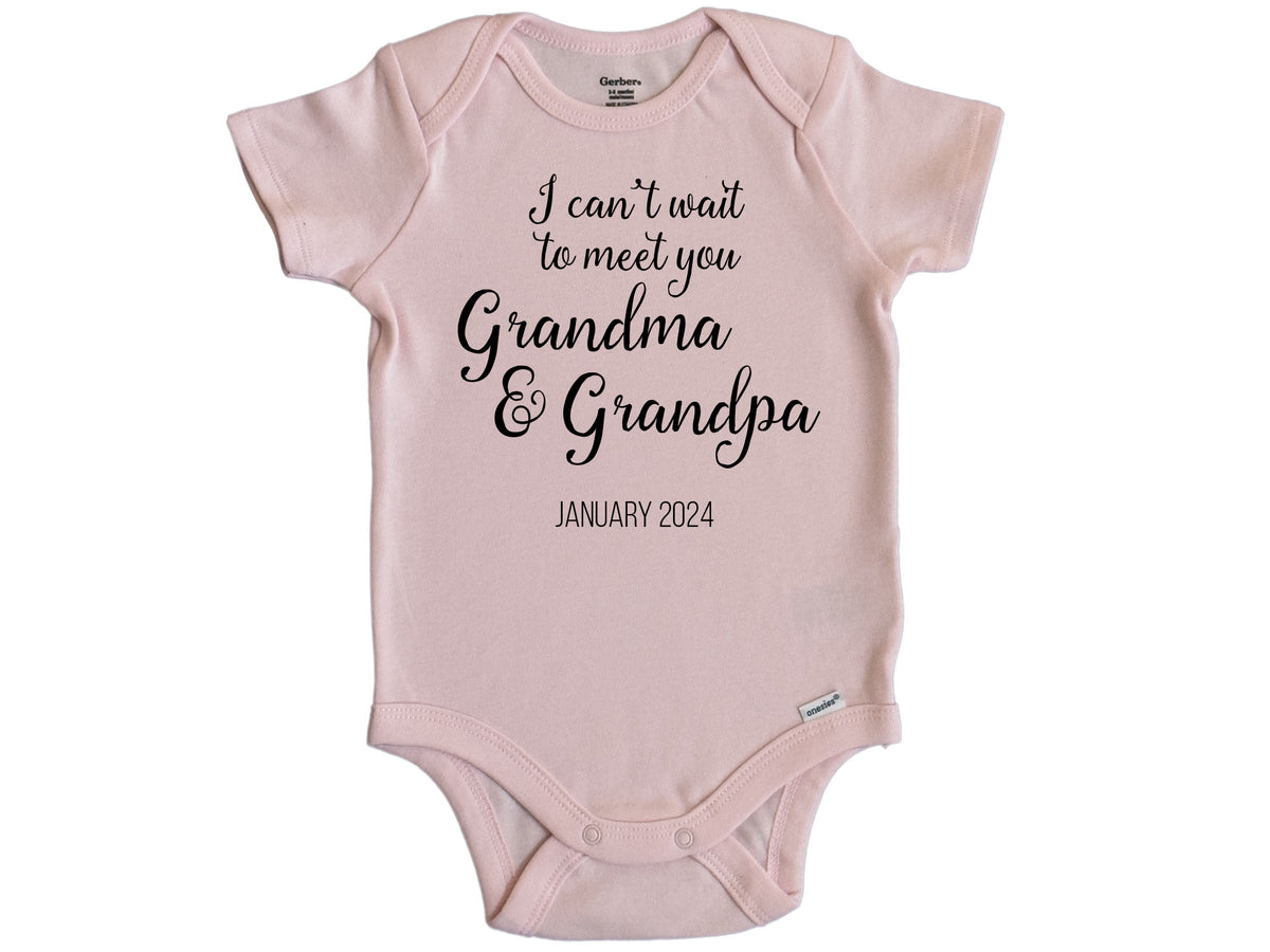 I Can't Wait To Meet You Grandma & Grandpa CUSTOMIZABLE Onesie©/Bodysuit