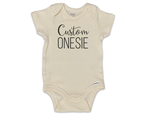 Custom Beige Short Sleeve Onesie