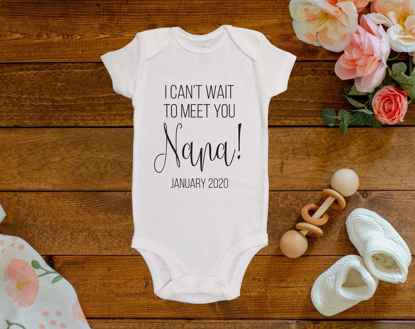 I Can't Wait To Meet You Nana Onesie©/Bodysuit