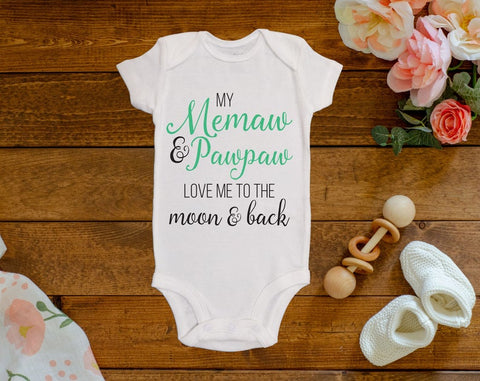 Memaw & Pawpaw Love Me To The Moon Onesie©/Bodysuit